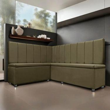 Imagem de Conjunto Canto Alemão com Bau para Bar Lanchonete LISO Marrom 125x160cm SOFA STORE