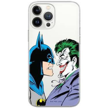 Imagem de ERT GROUP Capa de celular para iPhone 13 Pro, padrão DC original e oficialmente licenciado, Batman e Coringa 005, parcialmente transparente