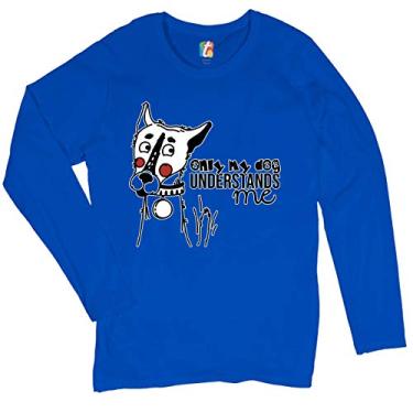 Imagem de Camiseta feminina manga longa Only My Dog Understands Me Pet Owner I Love My Dog, Azul royal, M
