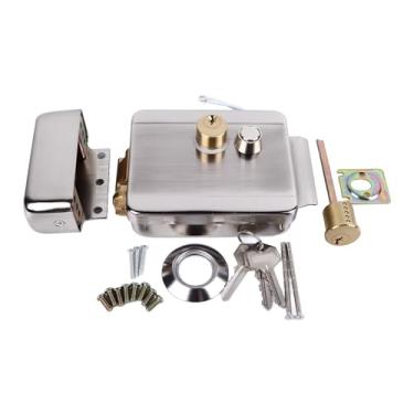 Imagem de Fechadura de porta, fechadura de porta com controle elétrico, trava dupla de cabeça dupla para intercomunicador de campainha, sistema de segurança de controle de acesso para casa 12V