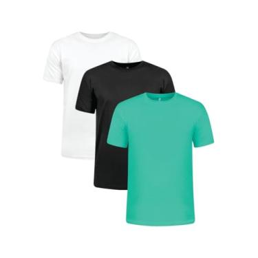 Imagem de Kit com 3 Camisetas Plus Size 100% Algodão Penteado (BR, Alfa, XGG, Plus Size, Branca Preta e Verde Bandeira)