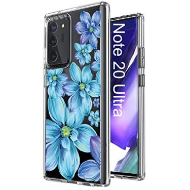 Imagem de Micger Capa transparente para celular Galaxy Note 20 Ultra com floral capa de telefone antiarranhões de grau militar à prova de choque TPU à prova de choque capa protetora de telefone com flores de 6,9 polegadas