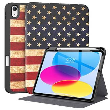 Imagem de Supveco Capa para iPad 10ª geração de 10,9 polegadas 2022 com suporte para lápis - [Suporte Apple Pencil 1ª geração + ativação automática/hibernar], capa fólio premium com capa traseira de TPU macio para iPad 10ª geração 2022 - bandeira