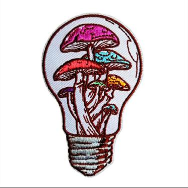 Imagem de CHBROS Cogumelos engraçados crescem em lâmpadas aplique bordado aplique de ferro para roupas, jaquetas, camisetas, mochilas