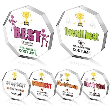 Imagem de Huquary 6 peças de troféus de festa de Halloween de acrílico para festa de Halloween, lembrancinhas de jogo de morcego esqueleto para adultos, concurso de fantasia de Halloween, prêmios, medalhas para adultos e crianças