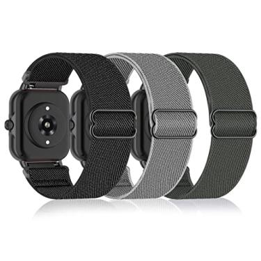 Imagem de Bolesi Pacote com 3 pulseiras de relógio de nylon elástico compatível com Amazfit Bip 5/Bip 6/Balance 2/Balance/GTR 4/3 Pro/3/2/2e/47 mm, pulseiras de substituição macias de 22 mm para Garmin Venu 3/2