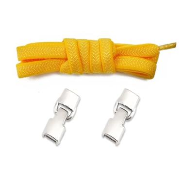 Imagem de Elastic Laces Sneakers Hook Locks Shoelaces Without Ties Wide Flats Creative No Tie Shoe Laces Kids Adult Shoelace (Color : Yellow)