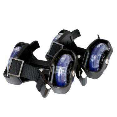 Imagem de Patins Castrap, Patins de Roda de Vento e Fogo, Patins de Duas Rodas Cor Infantil, Largura Ajustável 6.5-9cm (Preto,Um tamanho)