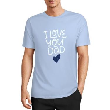 Imagem de CHAIKEN&CAPONE Camiseta moderna para pai, masculina, gola drapeada, manga curta, algodão, Estilo azul bebê, P