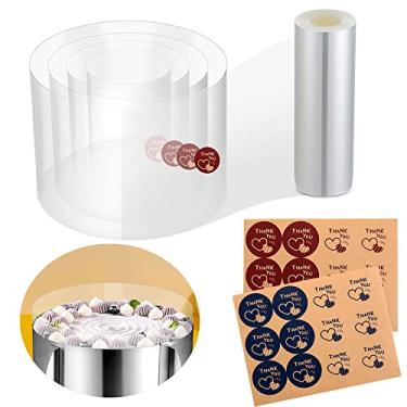 Imagem de DATANYA Colar de bolo, 10 cm x 1000 cm, rolo transparente de acetato para bolo, colares, folhas de acetato para assar, decoração de bordas circundantes + bônus com adesivos delicados