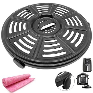 Imagem de ALJ Bandeja Air Fryer para fritadeiras a ar Ninja de 4 litros com para-choques de borracha, placa redonda atualizada de 21 cm, peças de substituição de placa crocante para Ninja Foodi, antiaderente, lavável na lava-louças