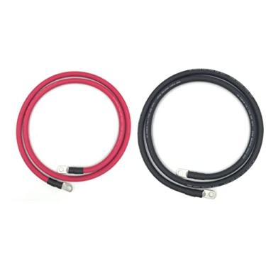 Imagem de 4 cabos de bateria totalmente montados com calibre AWG, comprimentos de 3 a 4 pés, fio positivo ou negativo, cabos de substituição de bateria de cobre puro, campista solar para carro caminhão RV (conjunto de 1,2 m, porcas de 3/8 pol.)