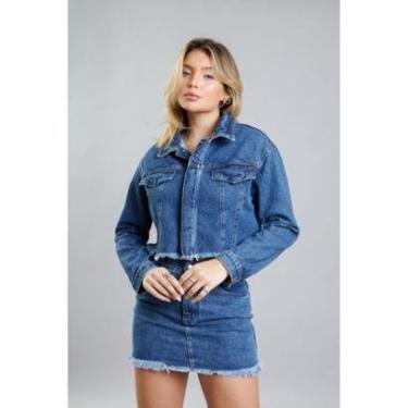 Imagem de Jaqueta Jeans Cropped Lavagem Média Feminina Dialogo Jeans-Feminino