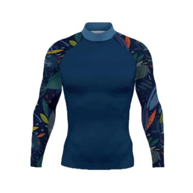 Imagem de Camiseta masculina com proteção solar UV FPS manga longa Rash Guard para natação, corrida, secagem rápida, leve, 0097, P