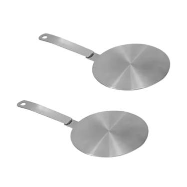 Imagem de Kit Com 02 Chapas Adaptadoras De Fogão De Indução Aço Inox Premium 14cm Diâmetro Para Todos Os Tipos De Panelas E Fogões