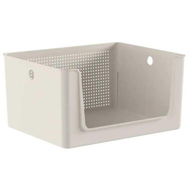 Imagem de Cesto Caixa 16L Multiuso OU Flow Bege com Abertura Frontal