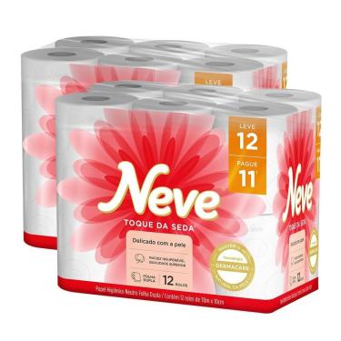 Imagem de Kit 2 Papel Higiênico Neve Toque de Seda Folha Dupla 12un cada