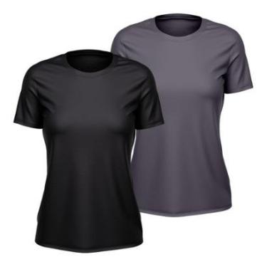 Imagem de Kit 2 Camisetas Feminina Dry Manga Curta Proteção UV Slim Básica Academia Treino ness-Feminino