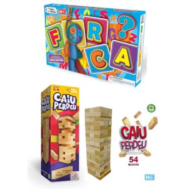 Imagem de Jogo da Forca + Jogo da Torre Caiu Perdeu em madeira - Pais e Filhos