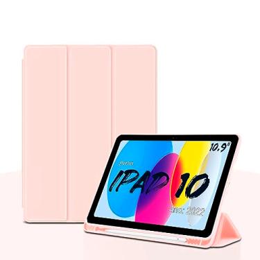 Imagem de Smart Case C/Suporte Pencil Para Apple iPad 10ª Geração De 10.9" Pol. Model A2696 A2757 A2777 A3162 Ano 2022 Capa Slim - Alamo (ROSA CLARO)
