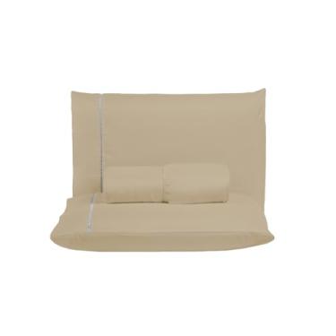 Imagem de Kit jogo Lençol Solteiro 400 Fios Ponto Palito 2 Peças Conjunto Cama Box Padrão (AVELÃ)