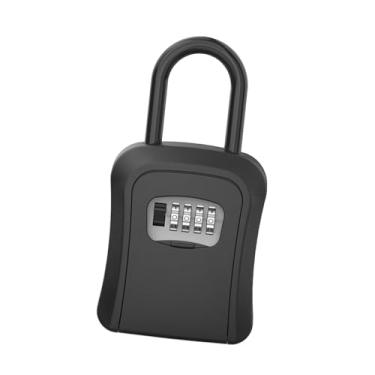 Imagem de shamjina Organizador de armário de chaves, caixa de bloqueio de chave, combinação segura de 4 dígitos para gerenciamento de propriedade de carro, loja externa, preto