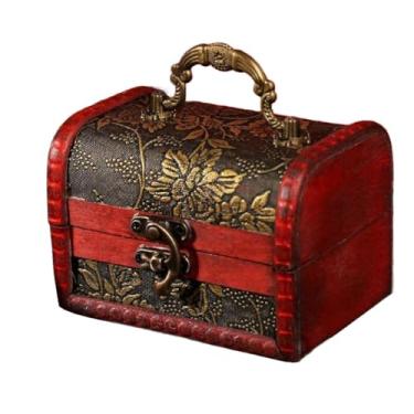 Imagem de Dynwave Caixa de jóias de madeira titular jóias organizador decoração quarto caixa de armazenamento de cosméticos caso de armazenamento para charme pulseira, Padrão de uva