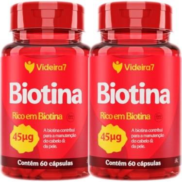Imagem de Videira7, KIT 2 BIOTINA 45MCG 150% DA IDR 1 CÁPSULA AO DIA 60 CÁPSULAS CADA TOTAL 120 CÁPSULAS – VIDEIRA7