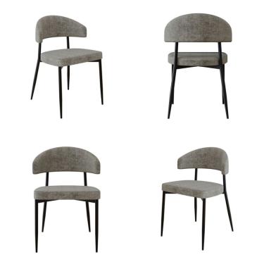 Imagem de Cadeira Bless Fixa com 4 Pés 55 X 52,5 X 77,5 Cm com 4 Unidades Marrom/Preto