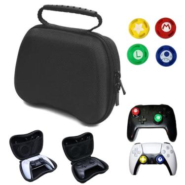 Imagem de Estojo para Controles de Videogame, Compatível com PS5, PS4, Nintendo Switch Pro e Similares, com Grips para Analógicos