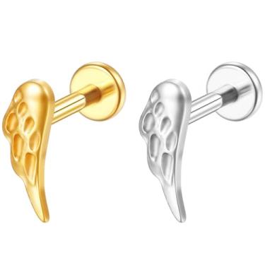 Imagem de LOMISS Piercing Helix Conch Piercing Titanio Orelha Piercing Nariz Piercing Labret Tragus Zircônia (Dourado)