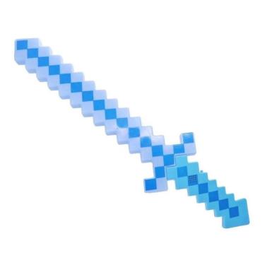 Imagem de Brinquedo Espada Pixel Minecraft 58Cm Som E Luz - Azul Nº32