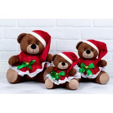 Imagem de Ursinhos de Pelúcia de Natal - Vestido, Conjunto de Tedde 3 Pçs. (Vestido com Lese Padr...
