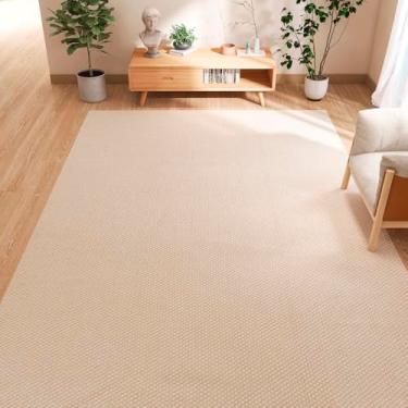 Imagem de Tapete Sala 2,00 x 3,00 Grande de Sisal com Algodão Antiderrapante Juta Rústico Cru Bege Claro Areia Artesanal de Tear Decoração Natural Geométrico Versátil