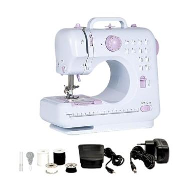 Imagem de Maquina De Costura Mini Portatil Caseira Para Costurar Roupa Pequena Compacta Iniciante Com Pedal Elétrica 110V 220V Bivolt A Pilha
