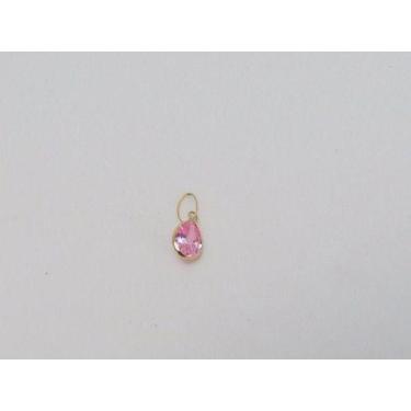 Imagem de Pingente Ponto De Luz De Gota Rosa Em Ouro 18k 750 - DR Joias