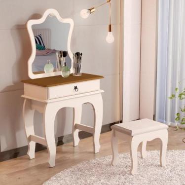 Imagem de Penteadeira Com Banqueta Laila Luxo Infantil Pérola Nature - Mais de C