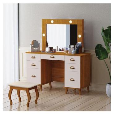 Imagem de Penteadeira Camarim New Seul com Banqueta Almofadada Ambiente Freijó M