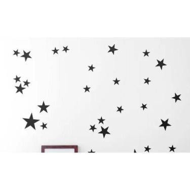 Imagem de Adesivo Decorativo Estrelas, 100 Unid. 4, 6 E 8 Cm Preto - CREATE
