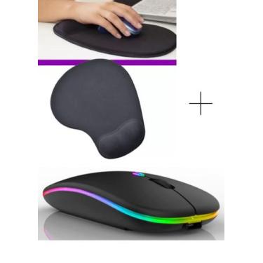 Imagem de Kit Mouse Recarregável Silencioso Bluetooth 2.4 GHZ + Mouse Pad - weib