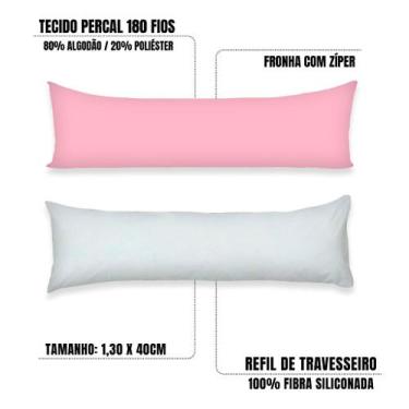 Imagem de Kit Refil Silicone + Fronha Travesseiro de Corpo 1,30x40 COMPLETO Perc