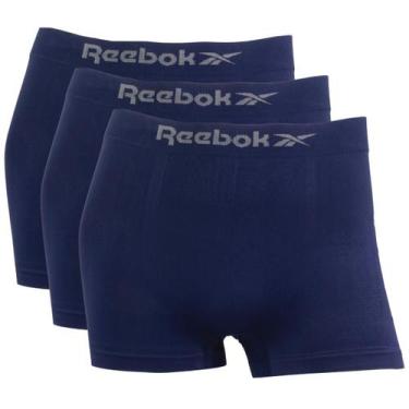 Imagem de Kit 3 Cuecas Boxer Masculina Reebok Classic Microfibra Lisa, Azul, M