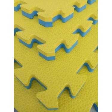 Imagem de Tatame EVA 50cm x 50cm x 2cm Dupla Face Amarelo com Azul Bicolor