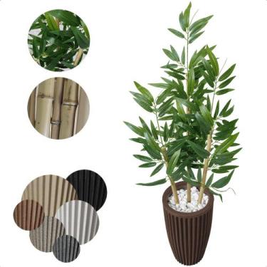 Imagem de Bambu Planta Artificial Grande com Vaso Decoração para Sala - Flor de 
