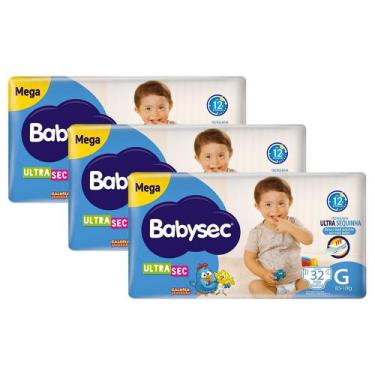 Imagem de Kit 3 Fraldas Babysec Galinha Pintadinha Ultrasec Mega Tamanho G 32 un