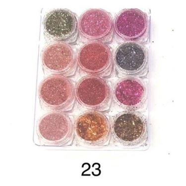 Imagem de Kit 12 Glitter Pó Acrílico Lantejoula Uv Para Decoração - oem, 21