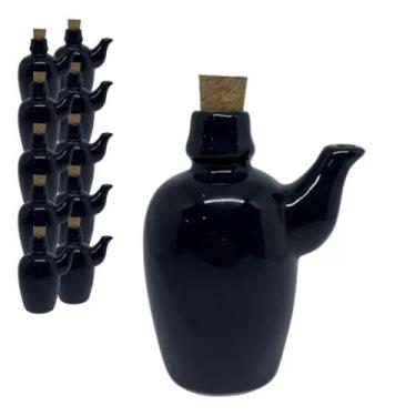 Imagem de Kit 15 Jarras Porta Shoyu Sushi Porcelana Preta com Rolha - Prattos