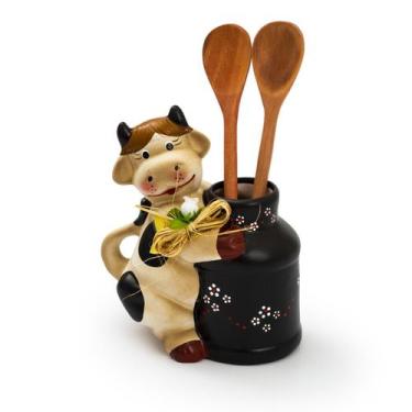 Imagem de Porta Talher Vaca Latão Decoração Cozinha Cerâmica - Maryland Decor,  