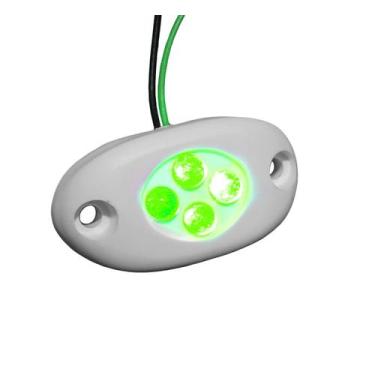 Imagem de Luz Cortesia Capa Oval Branca 4 Leds 12v Luz Verde Barco - Noster