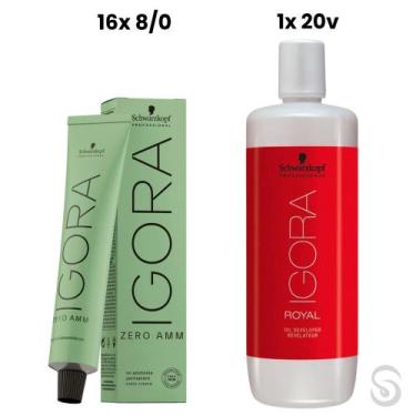 Imagem de Igora Zero Amm 16x8/0 Louro Claro 60 ml + 1 Ox 20 VOL - Schwarzkopf, U